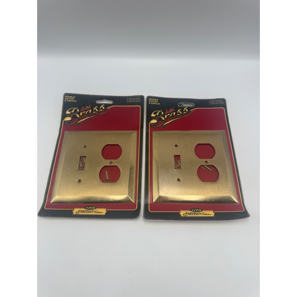 Ives Artisan Collection Solid Brass Double Outlet Switch Plate Lot of 2 C2-6062